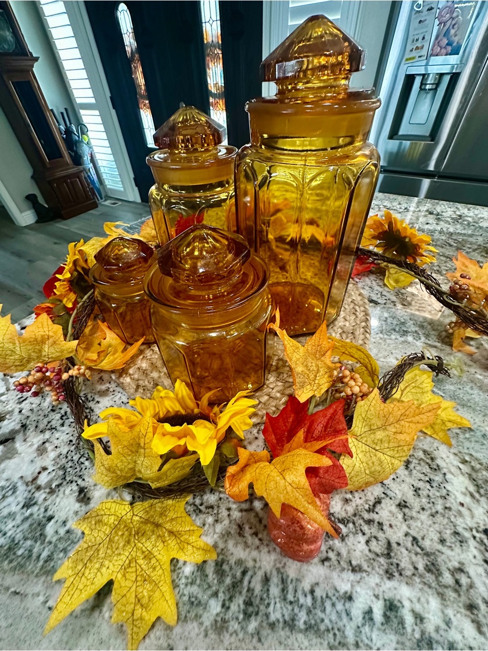 Amber Glass Canister Set with Lids - 4 Piece - Picture 2 of 6